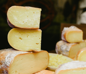 Wheels of artisan cheese at Talbott & Arding