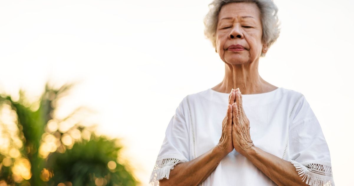  woman listening to a guided meditation