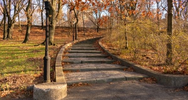 Curved stairs in the Riverside Park in Manhattan.