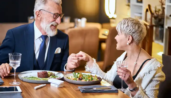 Senior couple on a valentines’ dinner date in New York