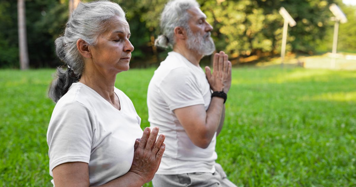 Mature couple practicing mindfulness